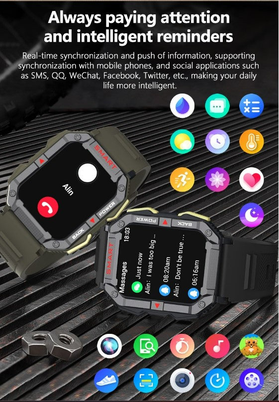 YK01 Smart Watch for Outdoor Sports - Black